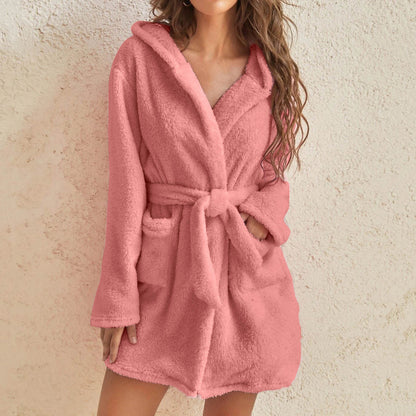 YIOIOIO Premium Robes for Women Soft Shawl Collar Warm Spa Bathrobe