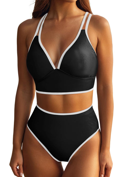 YIOIOIO Women's Bikini Sets Color Block Two Piece Swimsuits