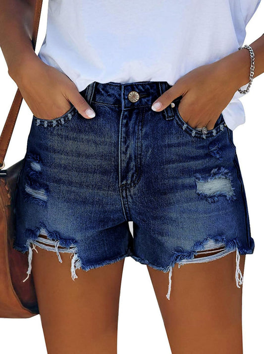 YIOIOIO Women's High Waisted Denim Shorts Summer Hot Short Jeans Dark Blue