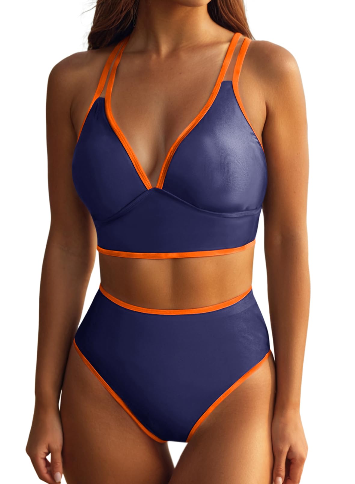 YIOIOIO Women's Bikini Sets Color Block Two Piece Swimsuits