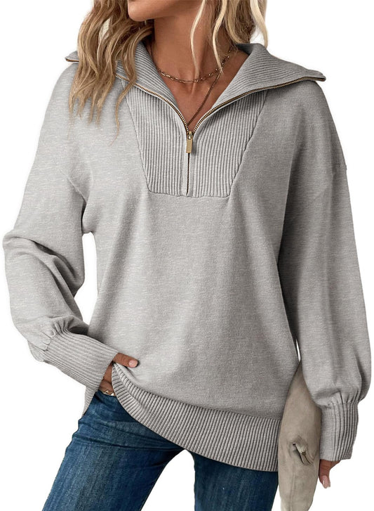 YIOIOIO Women's Oversized Sweatshirt Long Sleeve Pullover Fall Sweaters Grey