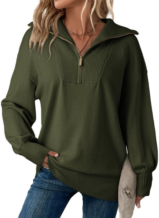 YIOIOIO Women's Oversized Sweatshirt Long Sleeve Pullover Fall Sweaters Dark Green