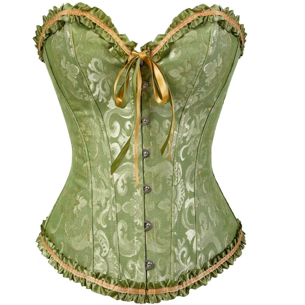 YIOIOIO Women's Lace Corsets Shapewear Sexy Bustier Lingerie Green