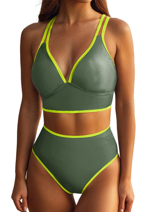 YIOIOIO Women's Bikini Sets Color Block Two Piece Swimsuits