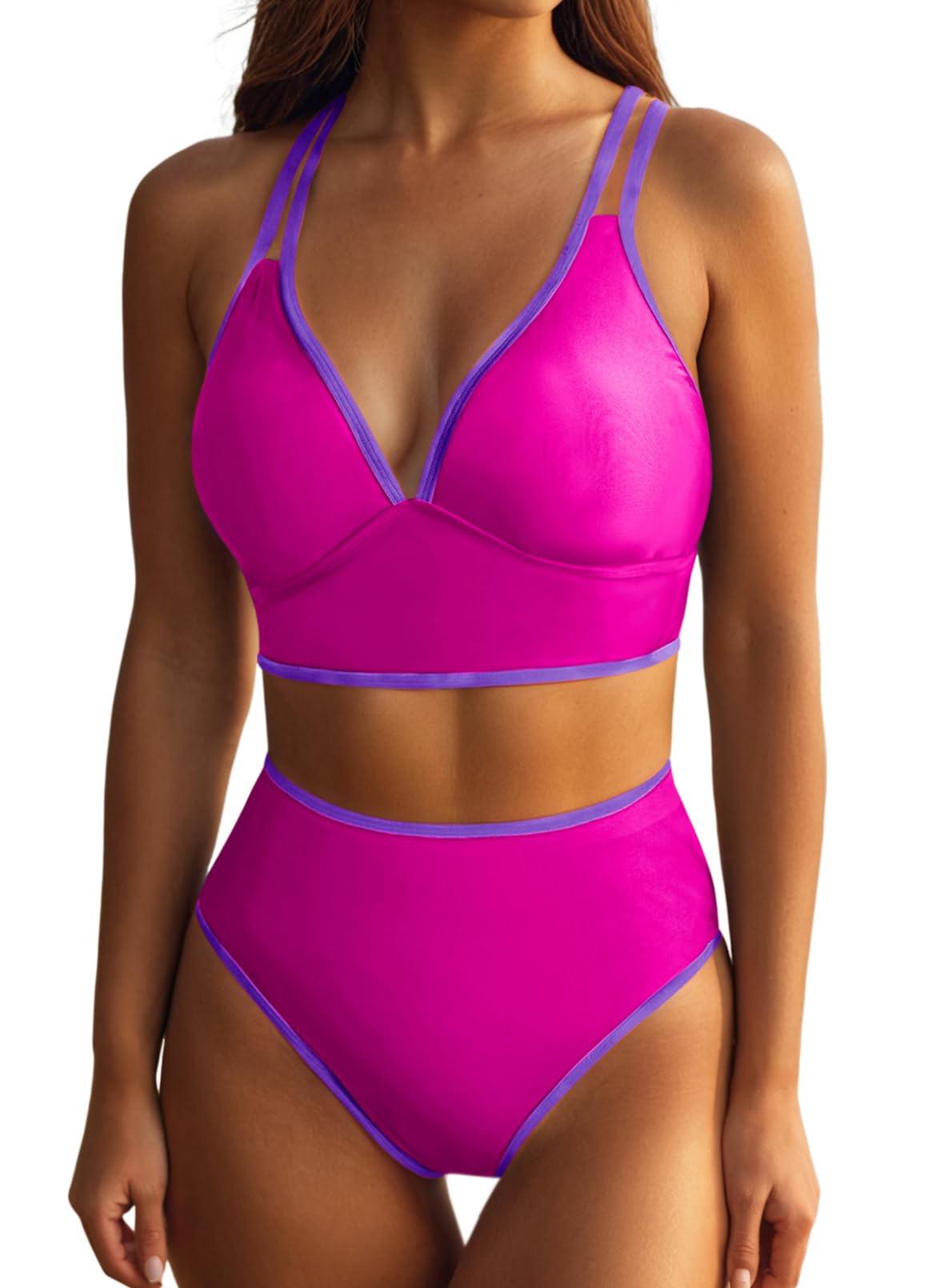 YIOIOIO Women's Bikini Sets Color Block Two Piece Swimsuits